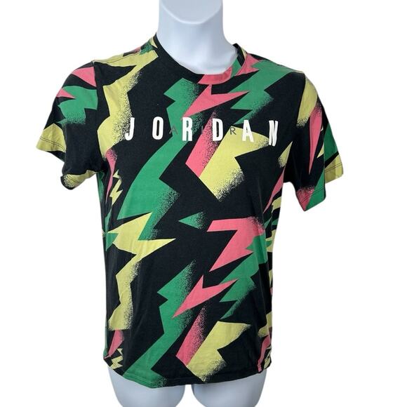Jordan Jumpman Air Multicolor All Over Print Vintage Short Sleeve T-Shirt Small - Picture 2 of 10